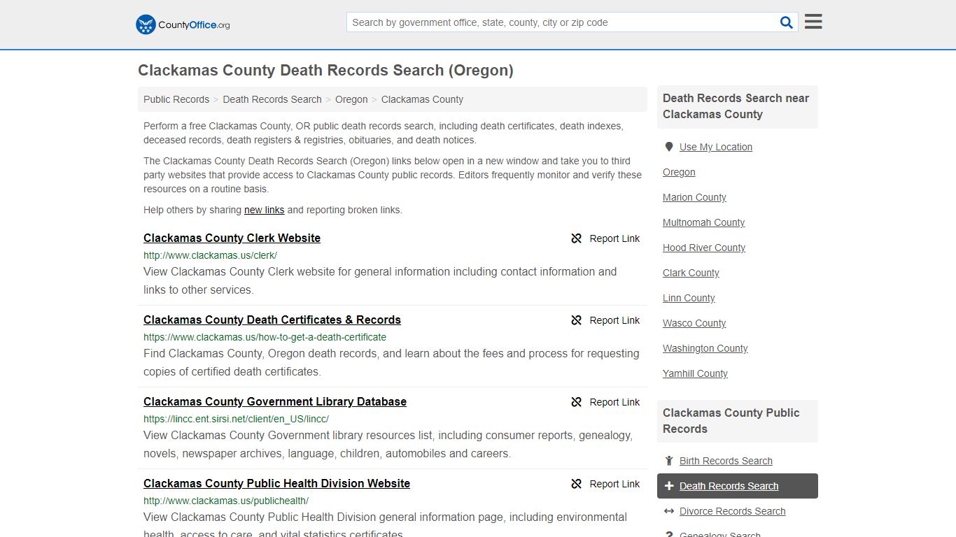 Death Records Search - Clackamas County, OR (Death ...