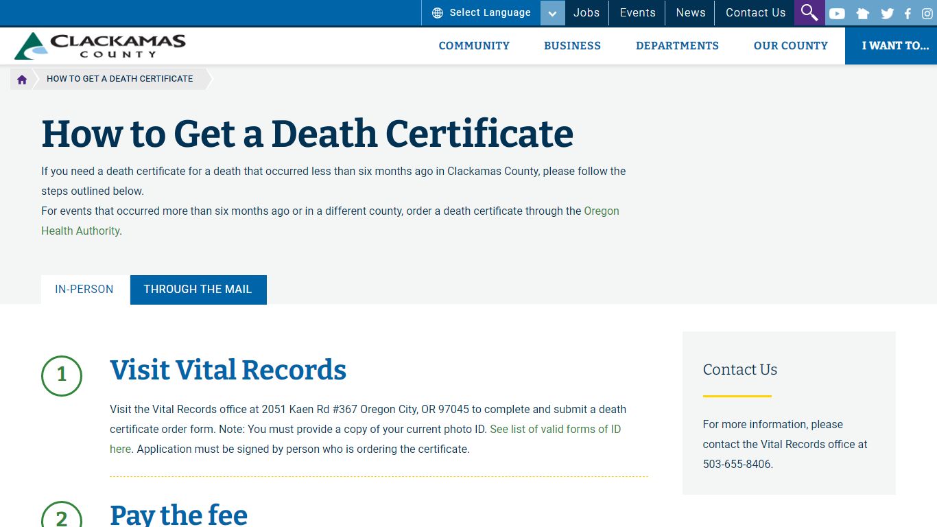 How to Get a Death Certificate | Clackamas County